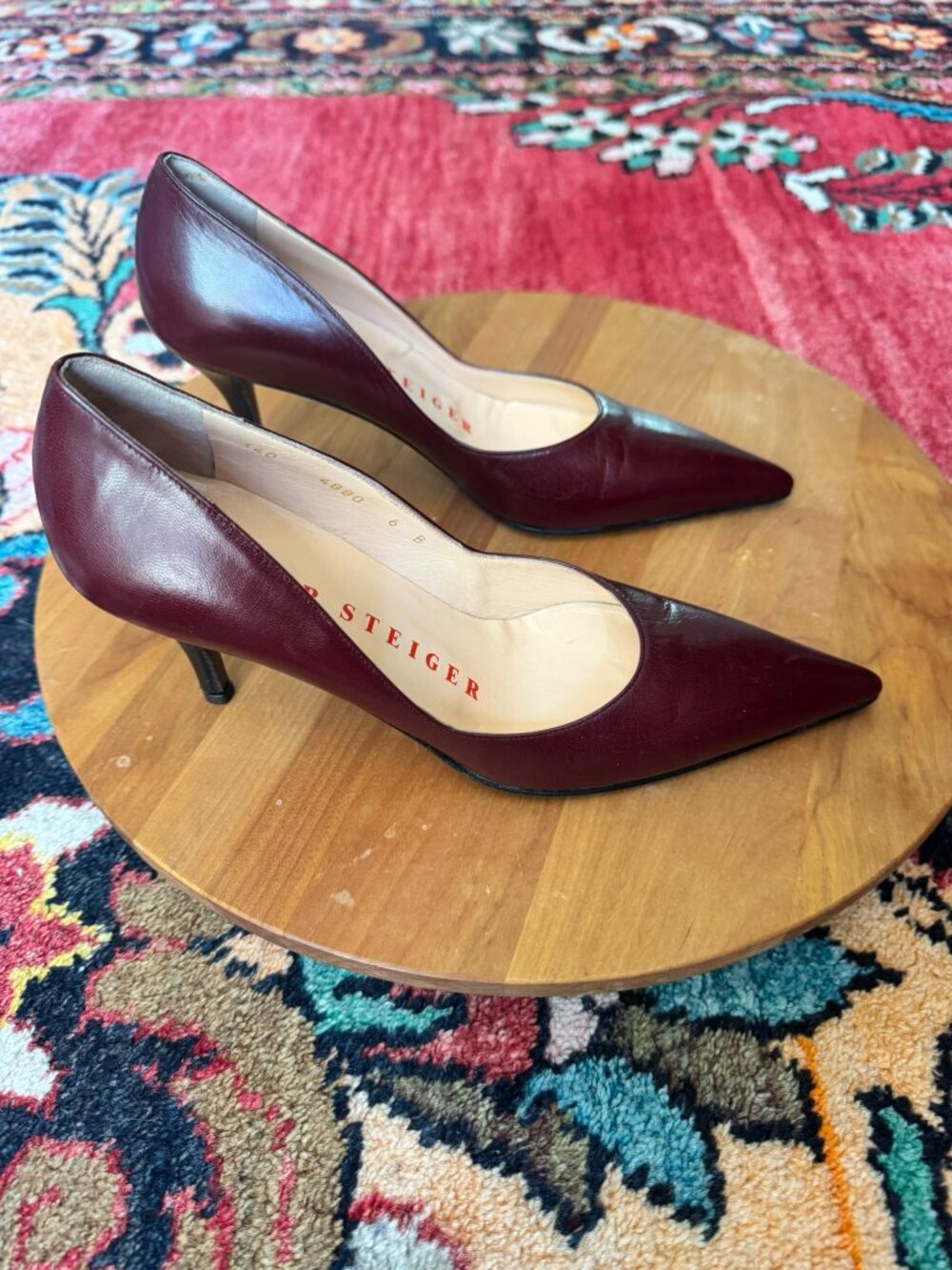 WALTER STEIGER Heels Wine-Red Handmade Italian Pumps – Size 6B